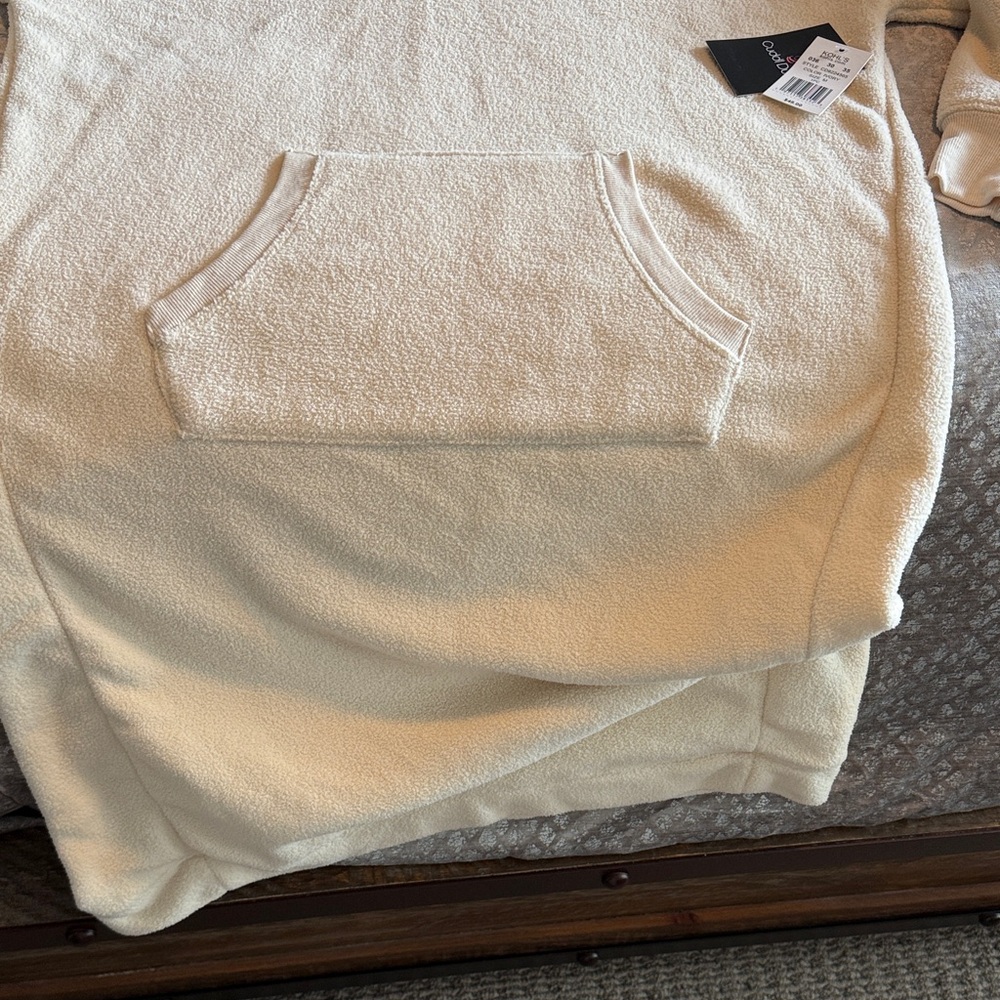 Cuddl Duds Cream Hoodie Sweatshirt Dress - Picture 7 of 8